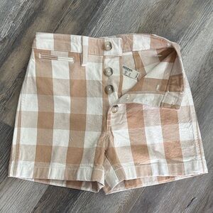 Madewell High Waist Checkered Shorts in Tan and White